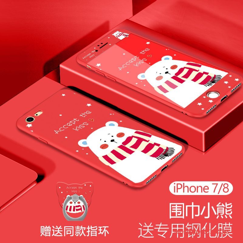 Hoesje iPhone 8 Siliconen Nieuwtelefoon, Hoes iPhone 8 Zacht Anti-fall Rood