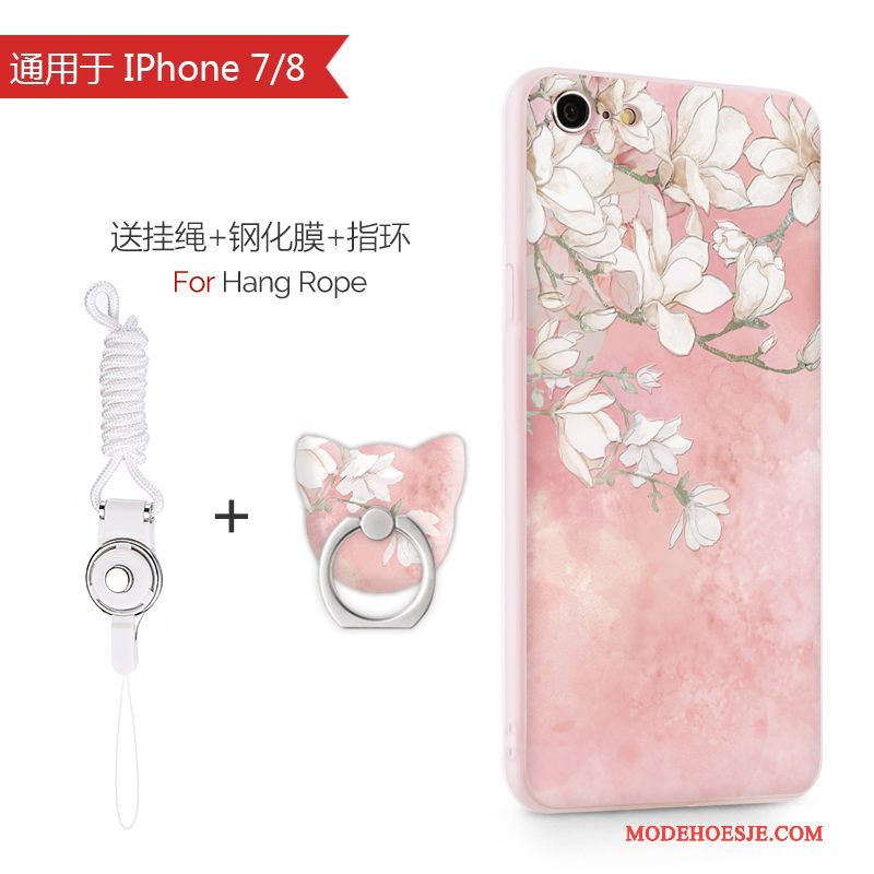 Hoesje iPhone 8 Siliconen Roze Anti-fall, Hoes iPhone 8 Zacht Telefoon Dun