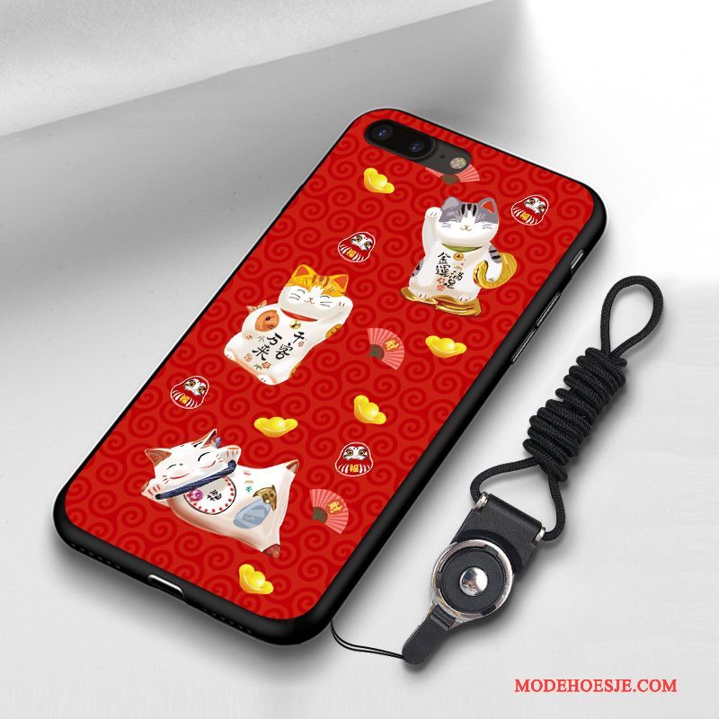 Hoesje iPhone 8 Spotprent Rood Trendy Merk, Hoes iPhone 8 Zacht Telefoon