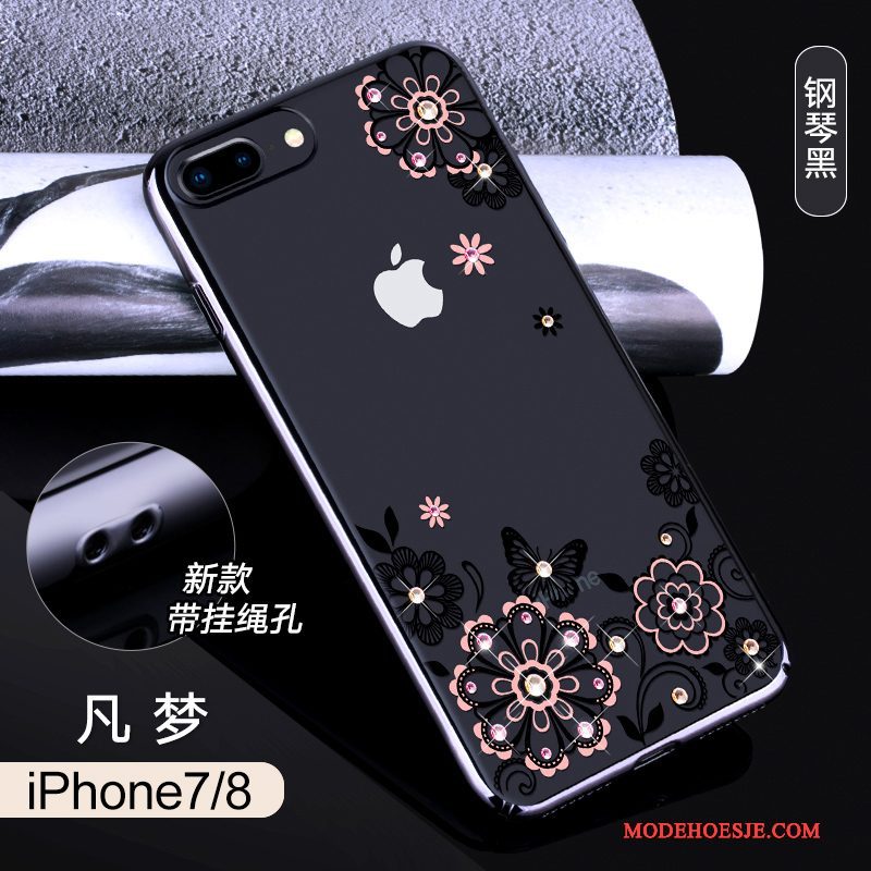 Hoesje iPhone 8 Strass Anti-fall Rood, Hoes iPhone 8 Luxe Hanger Nieuw