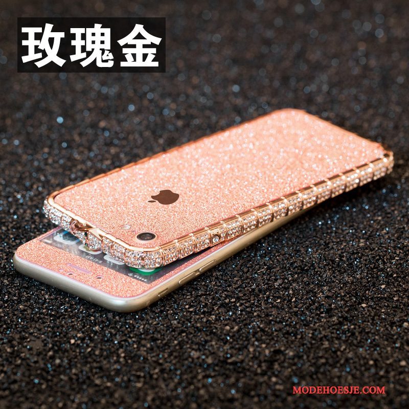 Hoesje iPhone 8 Strass Omlijsting Anti-fall, Hoes iPhone 8 Metaal Nieuwtelefoon