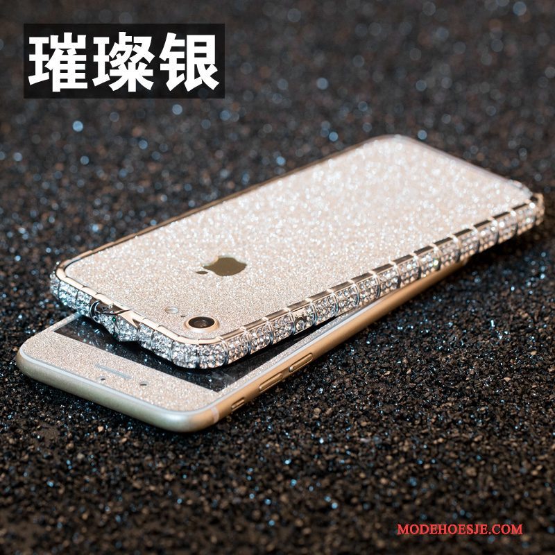 Hoesje iPhone 8 Strass Omlijsting Anti-fall, Hoes iPhone 8 Metaal Nieuwtelefoon