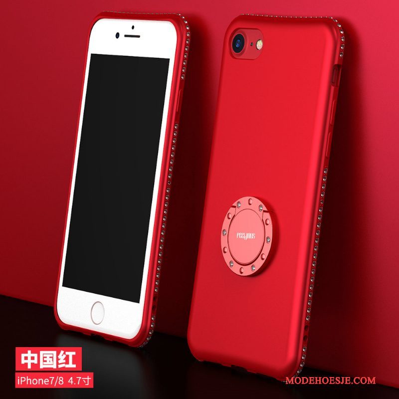 Hoesje iPhone 8 Strass Purpertelefoon, Hoes iPhone 8 Siliconen Net Red Anti-fall