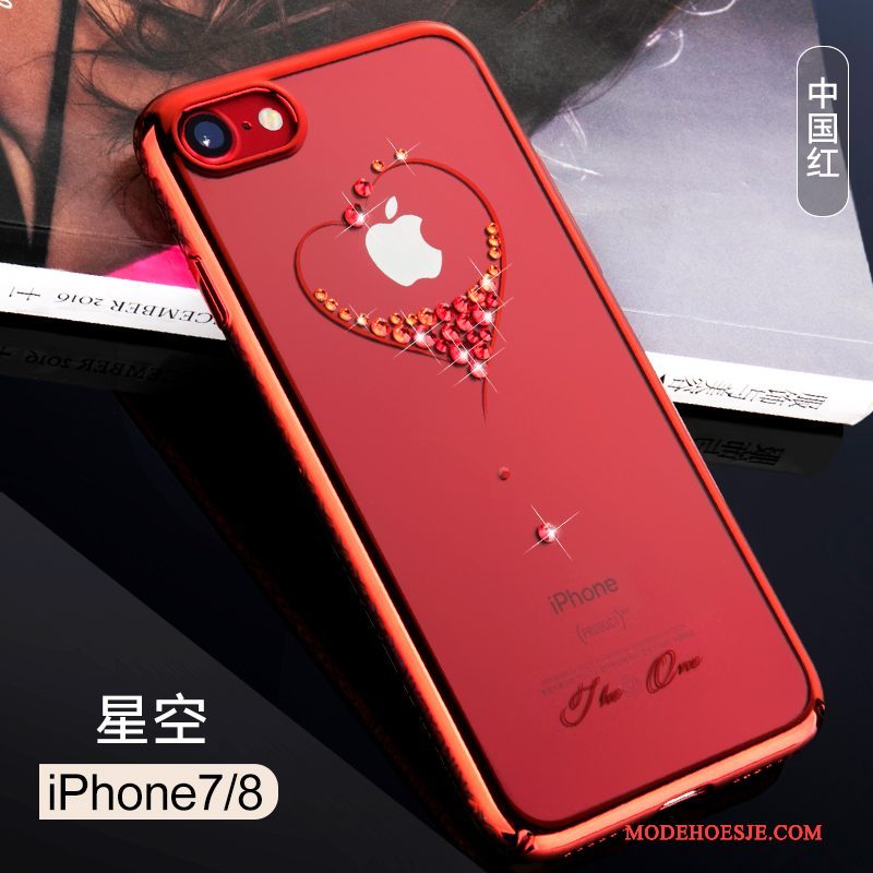 Hoesje iPhone 8 Strass Roze Elegante, Hoes iPhone 8 Luxe Trend Nieuw