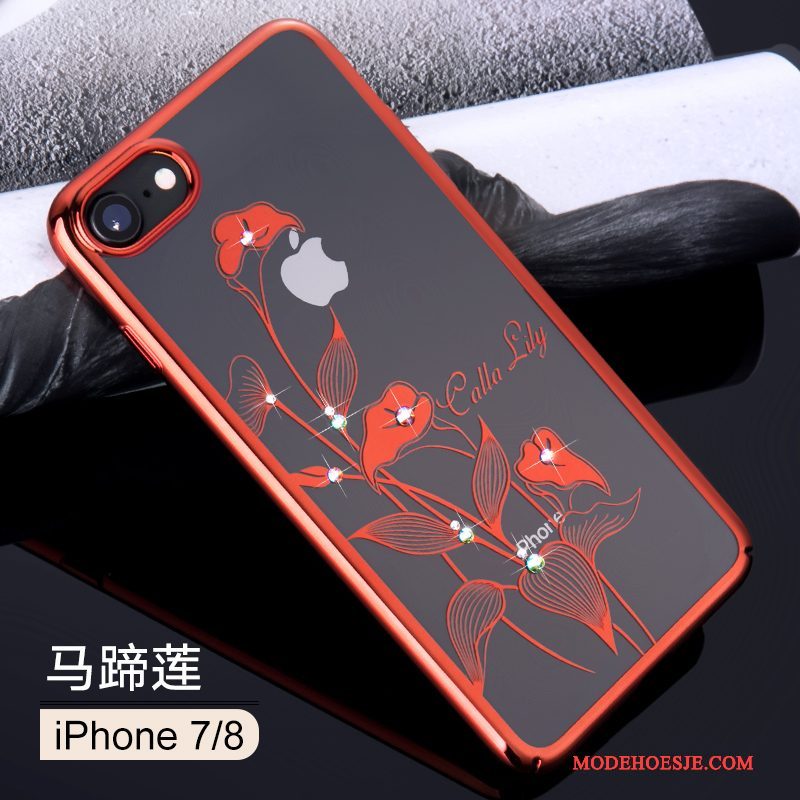 Hoesje iPhone 8 Strass Roze Elegante, Hoes iPhone 8 Luxe Trend Nieuw