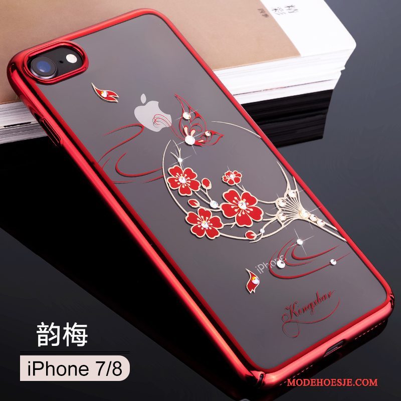 Hoesje iPhone 8 Zakken Goud Roze, Hoes iPhone 8 Luxe Telefoon Doorzichtig