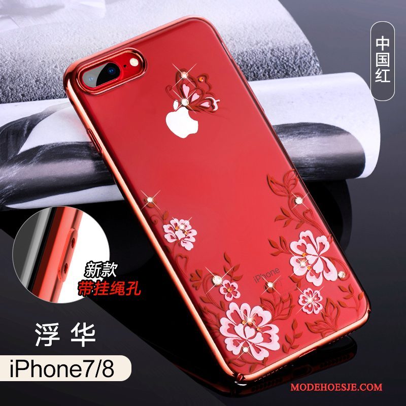 Hoesje iPhone 8 Zakken Roodtelefoon, Hoes iPhone 8 Luxe Doorzichtig