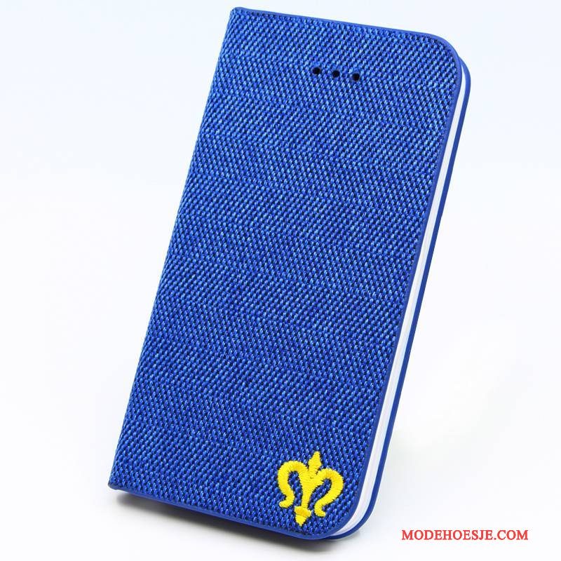 Hoesje iPhone Se Bescherming Doek Blauw, Hoes iPhone Se Folio Windtelefoon