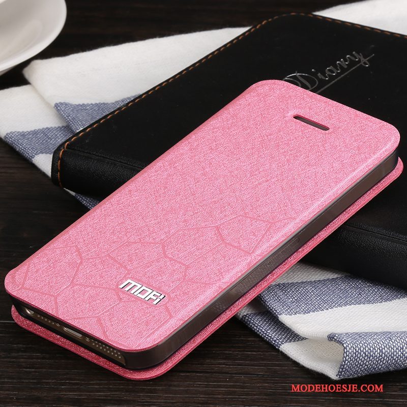 Hoesje iPhone Se Bescherming Telefoon Trend, Hoes iPhone Se Leer Roze Anti-fall