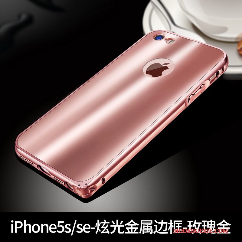 Hoesje iPhone Se Metaal Achterklep Schittering, Hoes iPhone Se Bescherming Telefoon Goud