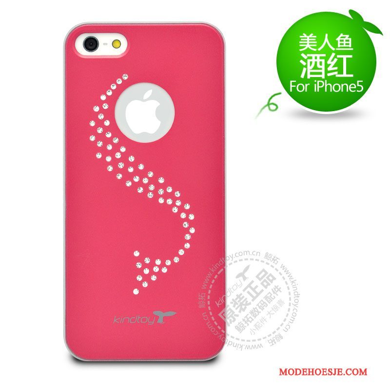 Hoesje iPhone Se Mode Telefoon Roze, Hoes iPhone Se Strass Rood