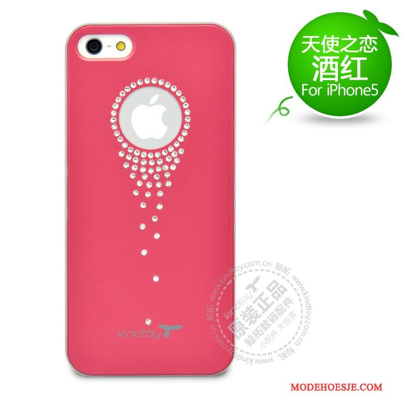 Hoesje iPhone Se Mode Telefoon Roze, Hoes iPhone Se Strass Rood