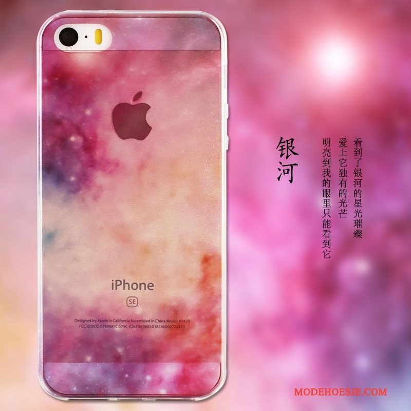 Hoesje iPhone Se Siliconen Anti-fall Dun, Hoes iPhone Se Geschilderd Roze