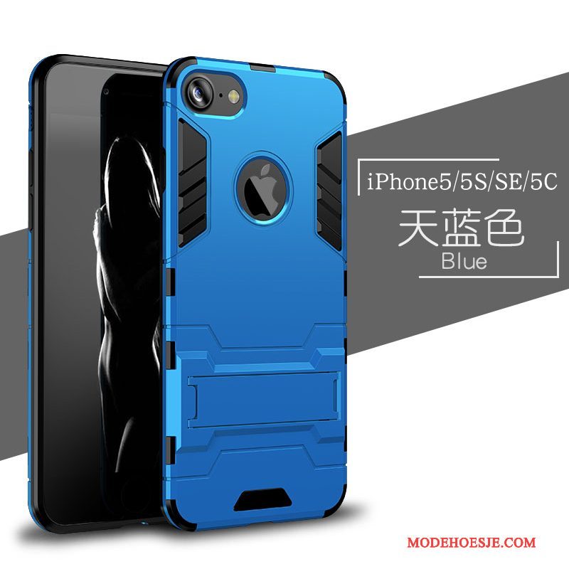 Hoesje iPhone Se Siliconen Hardtelefoon, Hoes iPhone Se Zakken Blauw Anti-fall