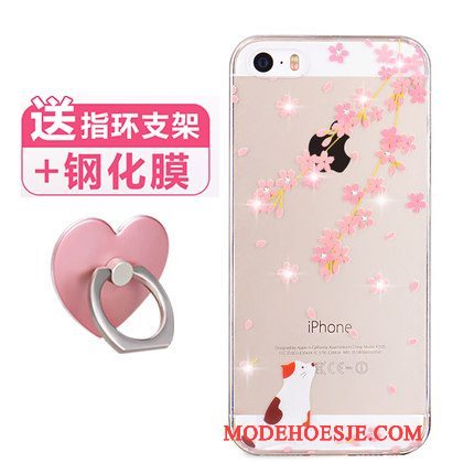 Hoesje iPhone Se Siliconen Mooie Trend, Hoes iPhone Se Zakken Roze Super Schattig