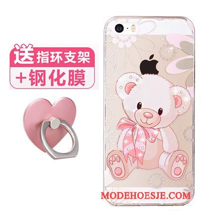 Hoesje iPhone Se Siliconen Mooie Trend, Hoes iPhone Se Zakken Roze Super Schattig