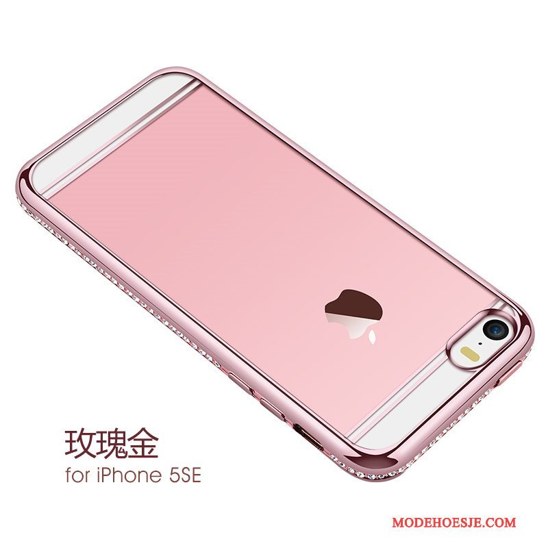 Hoesje iPhone Se Trass Roze Trend, Hoes iPhone Se Bescherming Telefoon Rose Goud