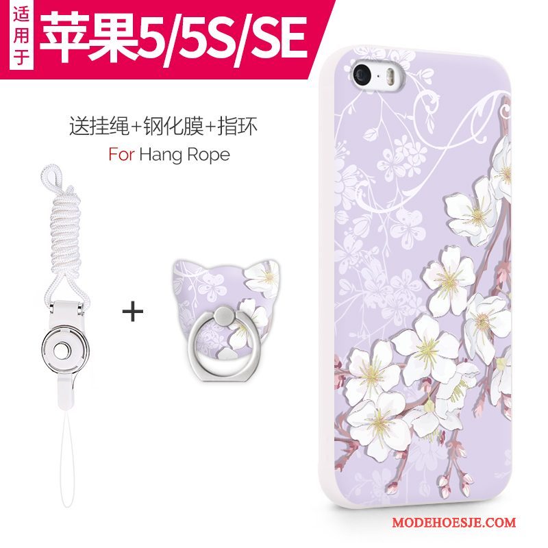 Hoesje iPhone Se Zakken Telefoon Dun, Hoes iPhone Se Zacht Purper Anti-fall