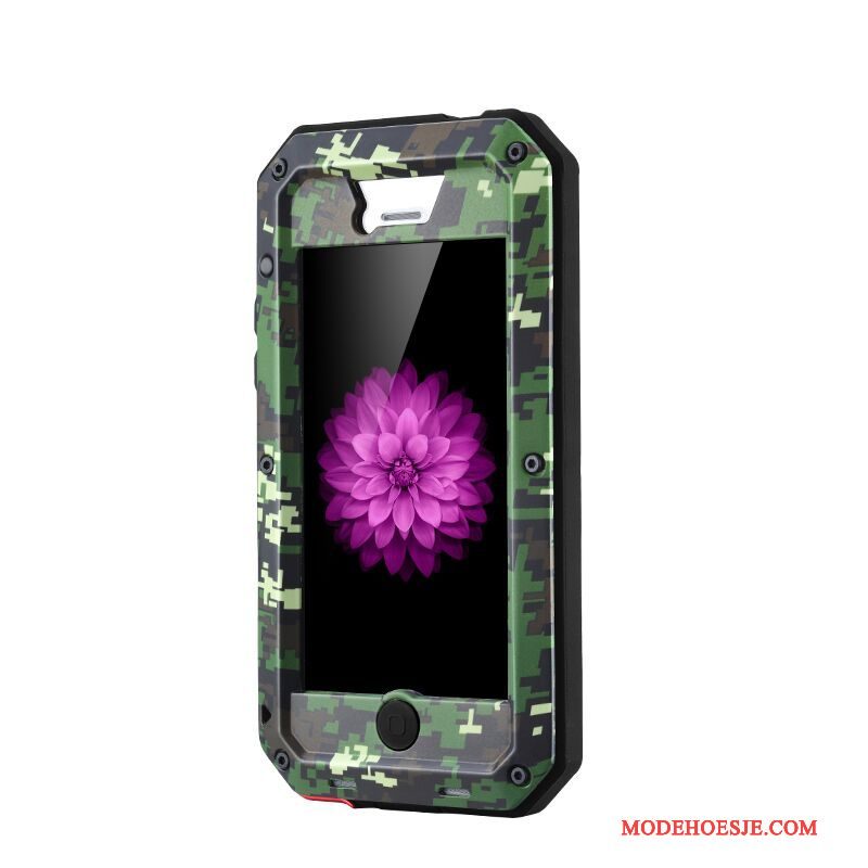 Hoesje iPhone Se Zakken Trend Camouflage, Hoes iPhone Se Bescherming Groen Pantser