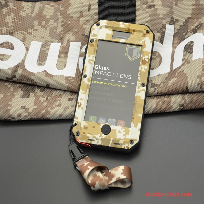 Hoesje iPhone Se Zakken Trend Camouflage, Hoes iPhone Se Bescherming Groen Pantser