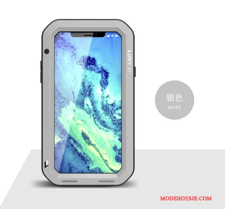 Hoesje iPhone X Bescherming Drie Verdedigingen Outdoor, Hoes iPhone X Metaal Decompressie Anti-fall