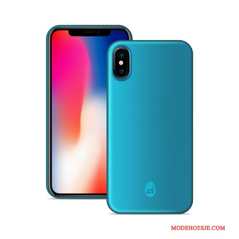 Hoesje iPhone X Bescherming Telefoon Dun, Hoes iPhone X Blauw Schrobben