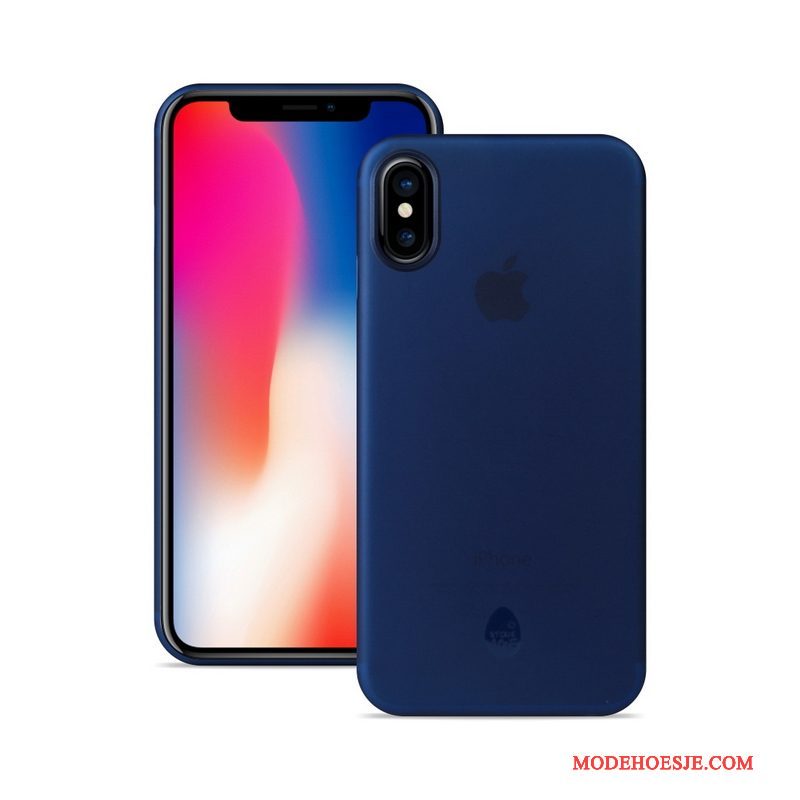 Hoesje iPhone X Bescherming Telefoon Dun, Hoes iPhone X Blauw Schrobben