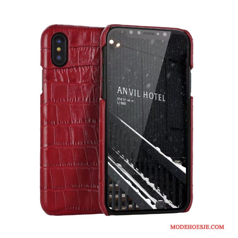 Hoesje iPhone X Leer Anti-fall Rood, Hoes iPhone X Bescherming Bedrijftelefoon