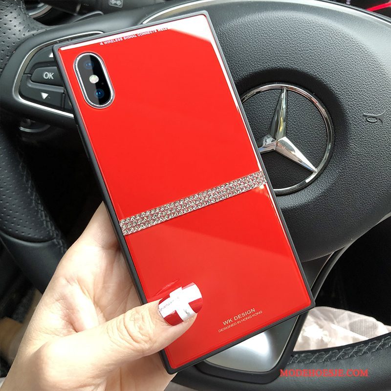 Hoesje iPhone X Luxe Telefoon Ster, Hoes iPhone X Siliconen Rood Glas