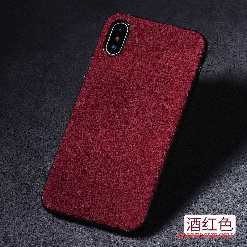 Hoesje iPhone X Luxe Trend Net Red, Hoes iPhone X Zakken Grijstelefoon