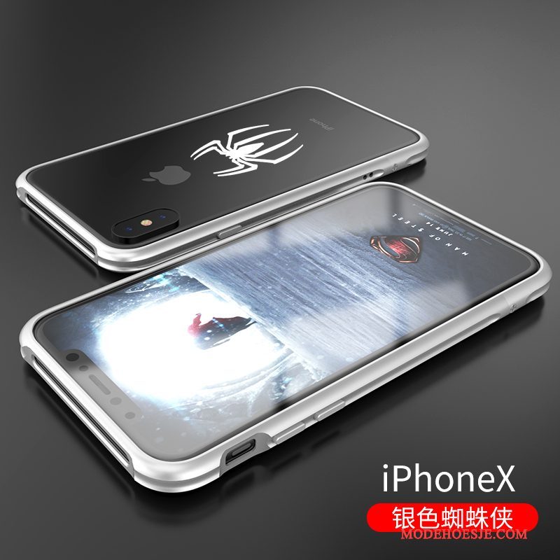 Hoesje iPhone X Metaal Blauw Anti-fall, Hoes iPhone X Trendy Merktelefoon