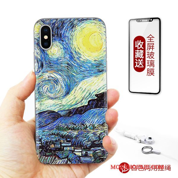 Hoesje iPhone X Reliëf Kunst Europa, Hoes iPhone X Kleur Anti-falltelefoon