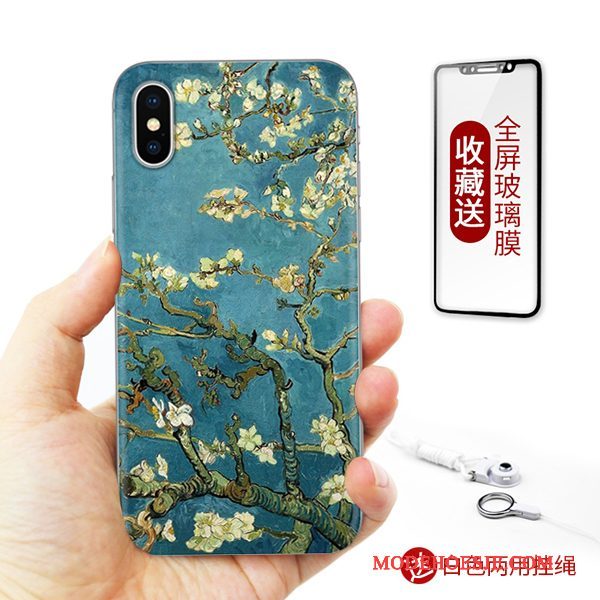 Hoesje iPhone X Reliëf Kunst Europa, Hoes iPhone X Kleur Anti-falltelefoon