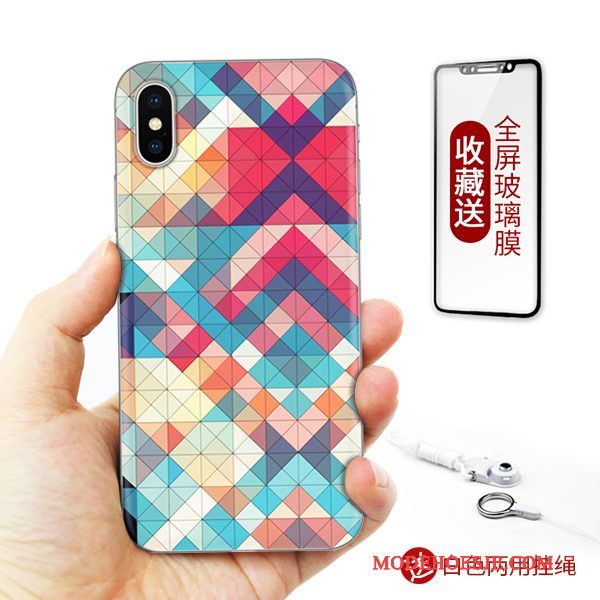 Hoesje iPhone X Reliëf Kunst Europa, Hoes iPhone X Kleur Anti-falltelefoon