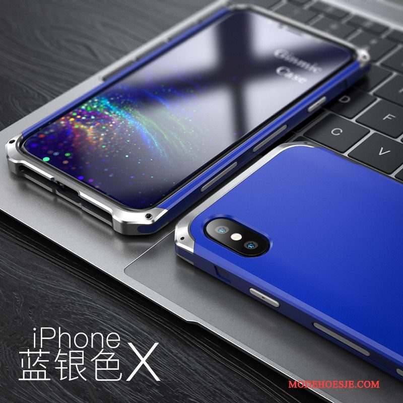 Hoesje iPhone X Scheppend Anti-fall Blauw, Hoes iPhone X Zakken Trend Nieuw