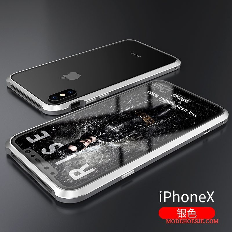 Hoesje iPhone X Scheppend Omlijstingtelefoon, Hoes iPhone X Metaal Anti-fall Purper