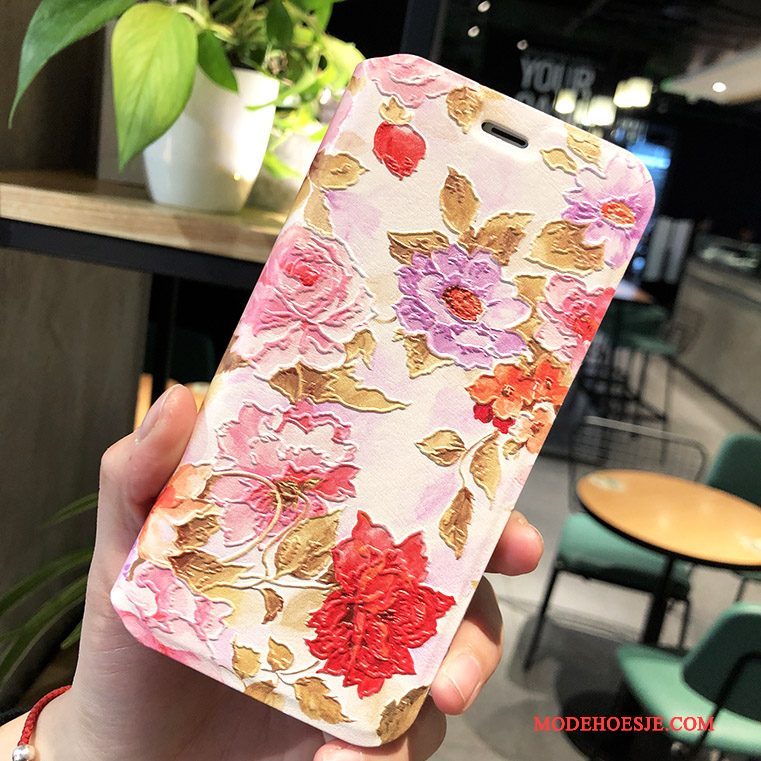 Hoesje iPhone X Scheppend Roze Groen, Hoes iPhone X Zakken Anti-fall