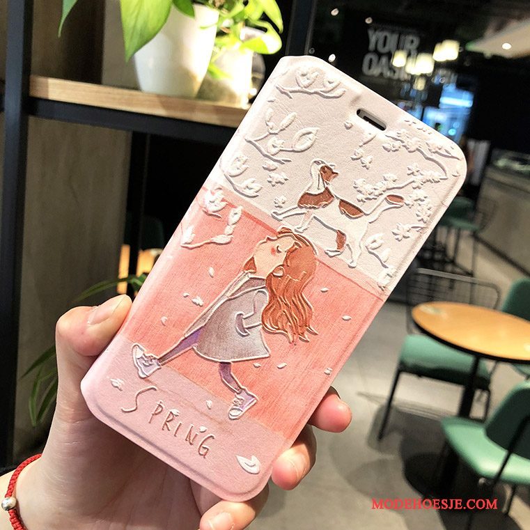 Hoesje iPhone X Scheppend Roze Groen, Hoes iPhone X Zakken Anti-fall