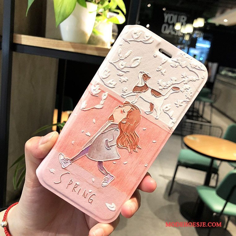 Hoesje iPhone X Scheppend Roze Groen, Hoes iPhone X Zakken Anti-fall