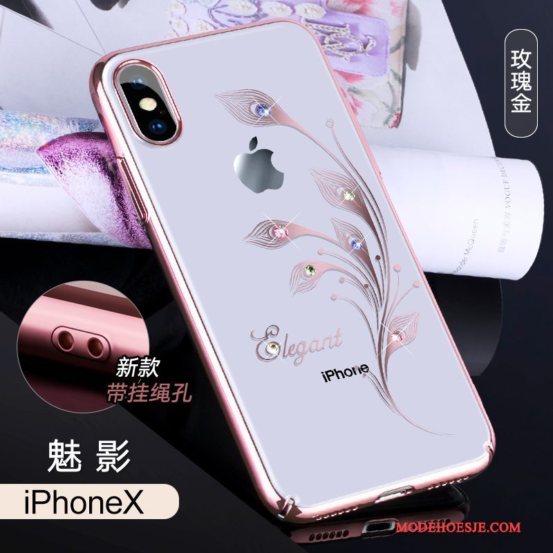 Hoesje iPhone X Strass Telefoon Wit, Hoes iPhone X Luxe Anti-fall Dun