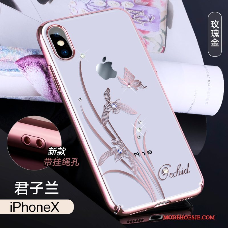 Hoesje iPhone X Strass Telefoon Wit, Hoes iPhone X Luxe Anti-fall Dun