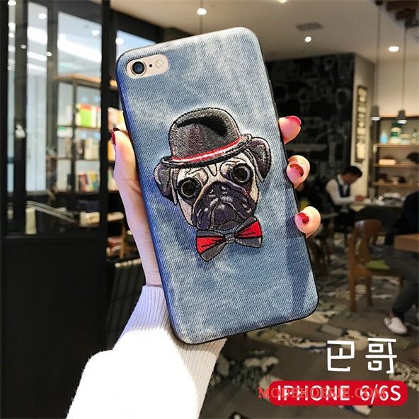 Hoesje iPhone X Zacht Anti-fall Trendy Merk, Hoes iPhone X Zakken Borduurwerk Grijs