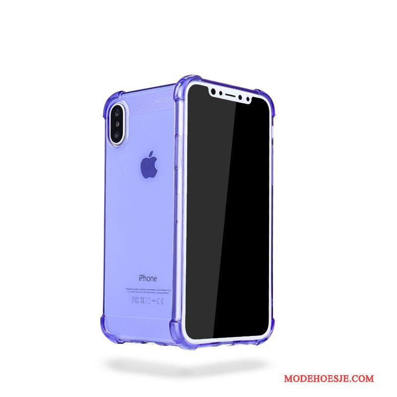 Hoesje iPhone X Zacht Duntelefoon, Hoes iPhone X Siliconen Doorzichtig Blauw