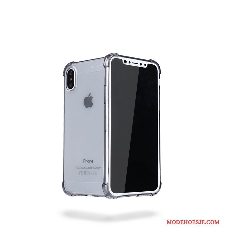 Hoesje iPhone X Zacht Duntelefoon, Hoes iPhone X Siliconen Doorzichtig Blauw