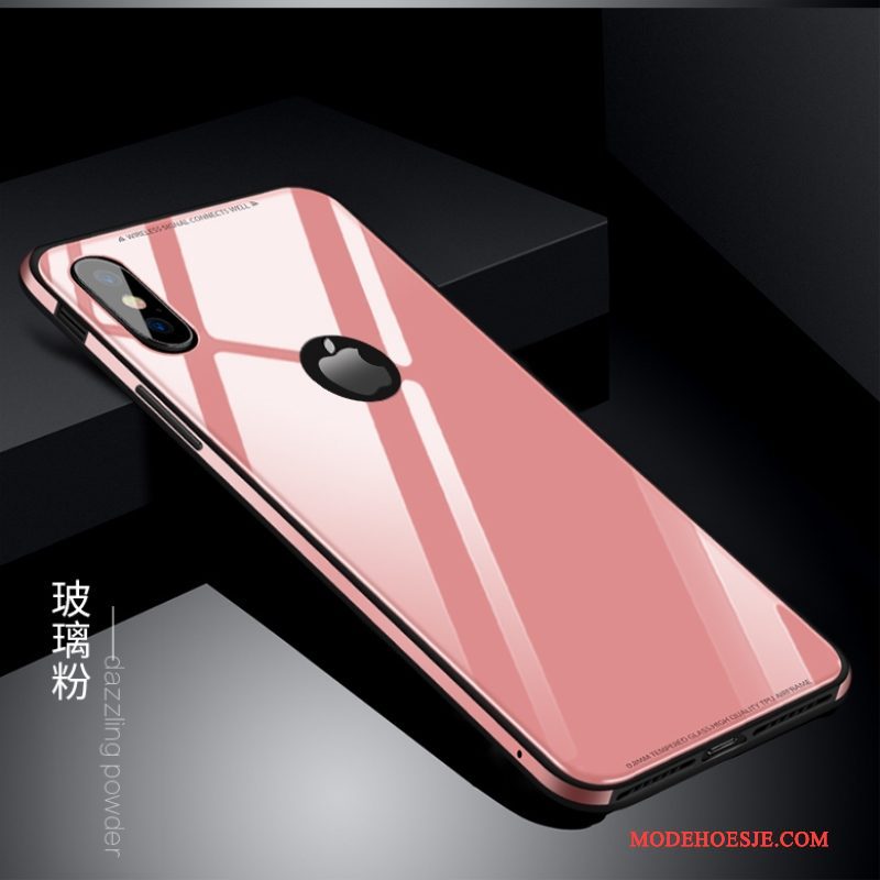 Hoesje iPhone X Zacht Glas Trend, Hoes iPhone X Siliconen Nieuw Rood