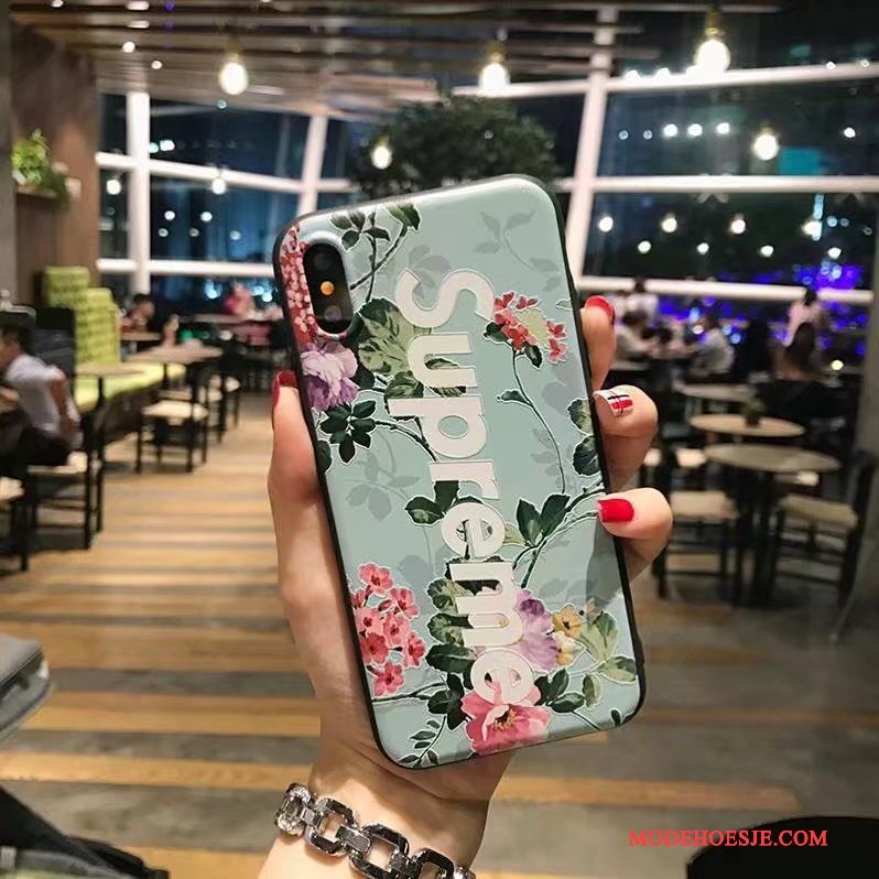 Hoesje iPhone X Zacht Telefoon Trendy Merk, Hoes iPhone X Reliëf Mooie Nieuw