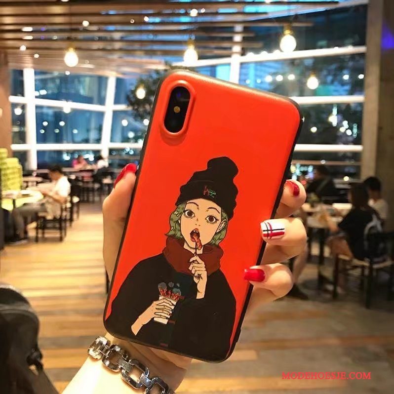 Hoesje iPhone X Zacht Telefoon Trendy Merk, Hoes iPhone X Reliëf Mooie Nieuw