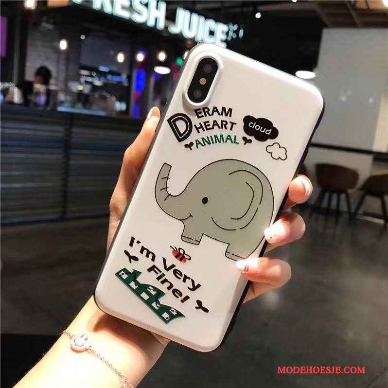 Hoesje iPhone X Zacht Telefoon Trendy Merk, Hoes iPhone X Reliëf Mooie Nieuw