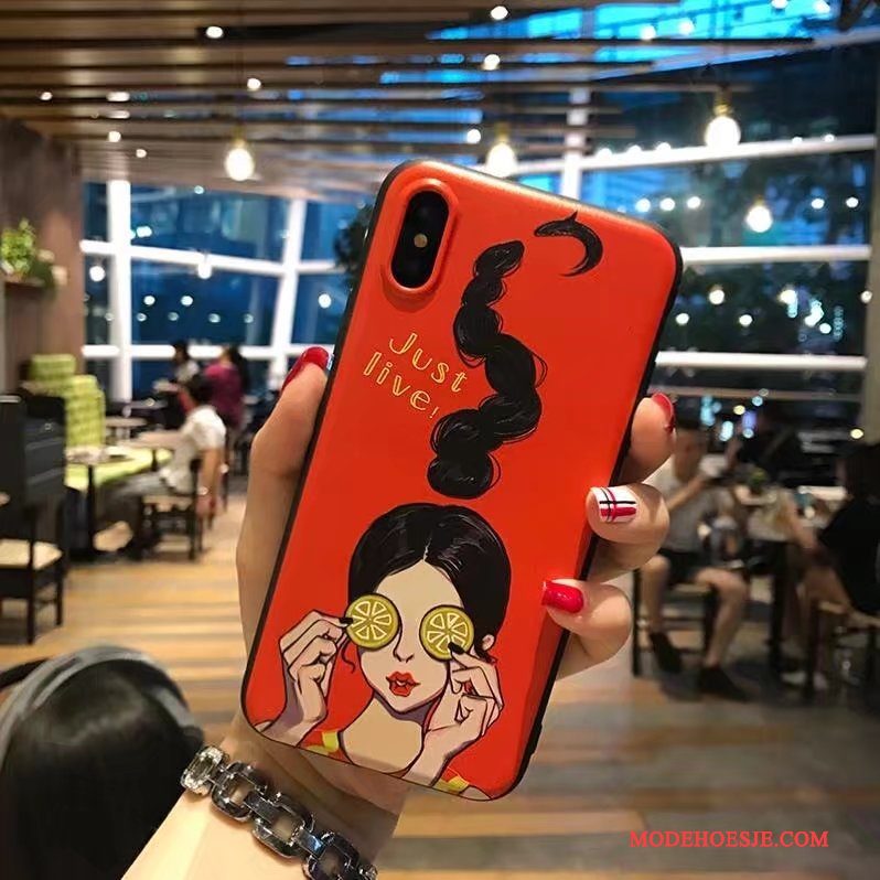 Hoesje iPhone X Zacht Telefoon Trendy Merk, Hoes iPhone X Reliëf Mooie Nieuw