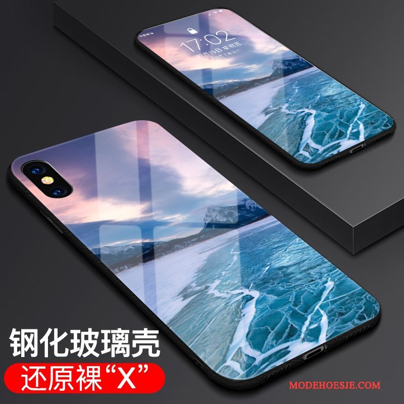 Hoesje iPhone X Zakken Anti-fall Glas, Hoes iPhone X Bescherming Nieuw Trend